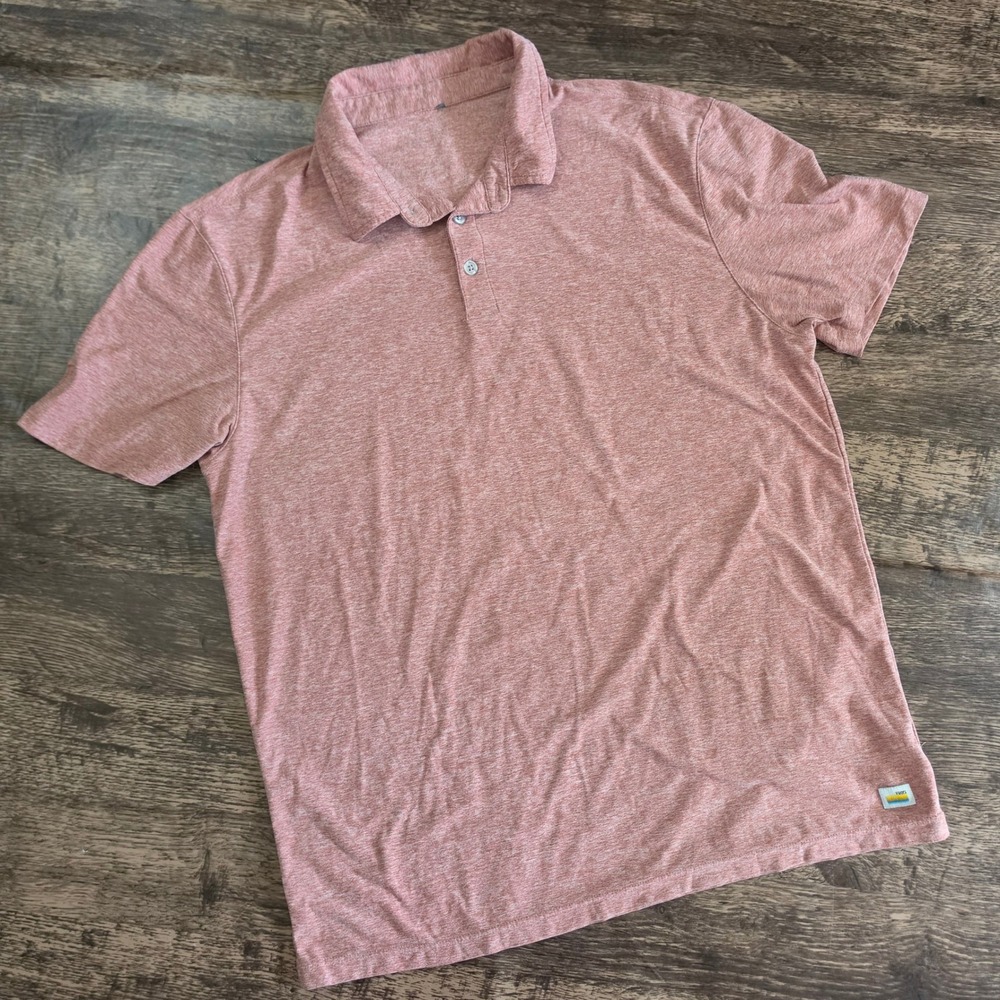 VUORI Strato Tech Polo Mens M/L Pink Heathered Short Sleeve Performance Shirt